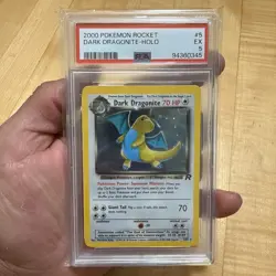 2000 Pokemon Team Rocket Dark Dragonite Holo #5/82 PSA 5 - Image 1