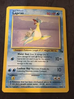 1999 Pokemon Fossil Holo Lapras #10/62. MP - Image 1