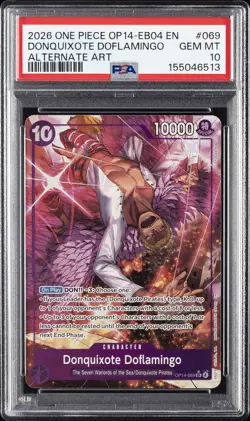 2026 ONE PIECE THE AZURE SEA'S SEVEN ALT ART #069 DONQUIXOTE DOFLAMINGO PSA 10 - Image 1