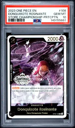 2023 ONE PIECE PROMO CHAMPIONSHIP-PARTICIPATION #108 DONQUIXOTE ROSINANTE PSA 10 - Image 1