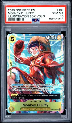 2025 ONE PIECE PROMOS ILLUSTRATION BOX VOL.3 #109 MONKEY D. LUFFY PSA 10 - Image 1