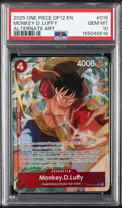 2025 ONE PIECE OP12-LEGACY OF THE MASTER ALTERNATE ART MONKEY D. LUFFY PSA 10 - Image 1