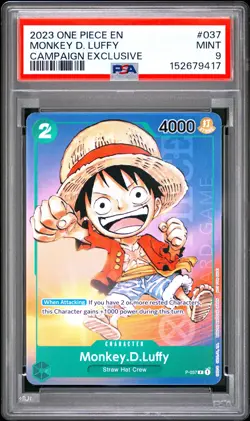 2023 ONE PIECE PROMOS CAMPAIGN EXCLUSIVE #037 MONKEY D. LUFFY PSA 9 - Image 1
