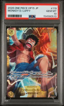 2026 ONE PIECE JAPANESE OP15-ADVENTURE ON KAMI'S ISLAND MONKEY D. LUFFY PSA 10 - Image 1