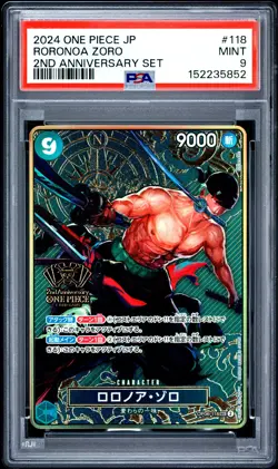 2024 ONE PIECE JAPANESE 2ND ANNIVERSARY SET #118 RORONOA ZORO PSA 9 - Image 1