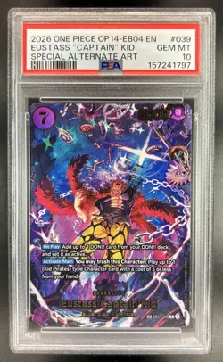 2026 One Piece Seas Seven Eustass Captain Kid Special Alt Art #EB04-039 PSA 10 - Image 1