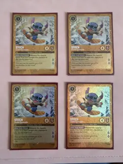 4X Playset Stitch Carefree Snowboarder Glimmer Foil Promo Lorcana - Image 1