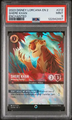 DISNEY LORCANA EN 2-RISE OF THE FLOODBORN ENCHANTED SHERE KHAN PSA 9 - Image 1