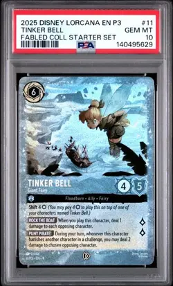 Tinker Bell Giant Fairy Glimmer Foil Promo Fabled Starter Disney Lorcana PSA 10 - Image 1