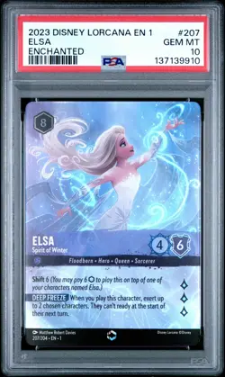 2023 DISNEY LORCANA EN 1-THE FIRST CHAPTER ENCHANTED #207 ELSA PSA 10 - Image 1