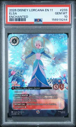 2026 DISNEY LORCANA EN 11-WINTERSPELL ENCHANTED #233 ELSA - ICE ARTISAN PSA 10 - Image 1