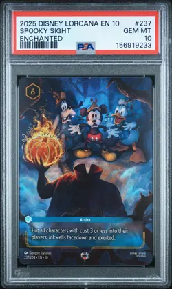 2025 DISNEY LORCANA EN 10-WHISPERS IN THE WELL ENCHANTED SPOOKY SIGHT PSA 10 - Image 1