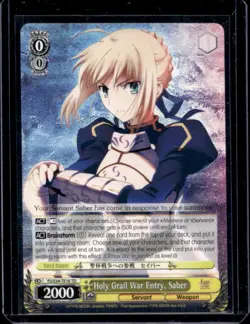 Weiss Schwarz Stay Night Blade Works Holy Grail War Entry, Saber FS/S34-TE16 TD - Image 1