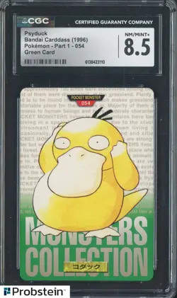 1996 Pokemon Vintage Bandai Carddass Part 1 #54 Green Card Psyduck CGC 8.5 Mint - Image 1