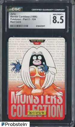 1996 Pokemon Vintage Bandai Carddass Part 2 #124 Red Card Jynx CGC 8.5 Mint - Image 1