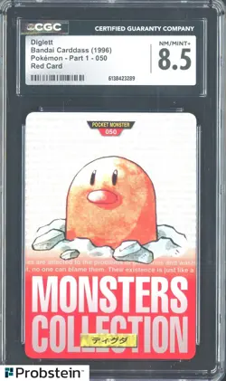 1996 Pokemon Vintage Bandai Carddass Part 1 #50 Red Card Diglett CGC 8.5 Mint - Image 1