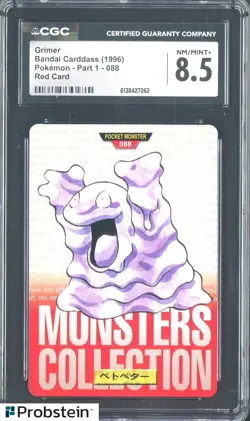 1996 Pokemon Vintage Bandai Carddass Part 1 #88 Red Card Grimer CGC 8.5 Mint - Image 1