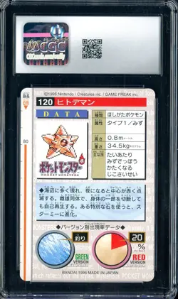 1996 Pokemon Vintage Bandai Carddass Part 2 #120 Red Card Staryu CGC 8.5 Mint - Image 2