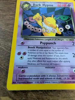 Dark Hypno 9/82 Team Rocket Holo Rare WOTC Pokemon Card EXCELLENT - Image 2