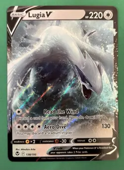 Pokemon Lugia v TCG 138/195 Sword & Shield Silver Tempest Holo Card NM - Image 1