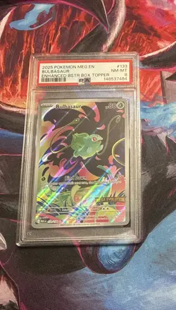 2025 POKEMON Graded PSA 8 MEGA EVOLUTION TOPPER ETB BULBASAUR Full Art Card - Image 1