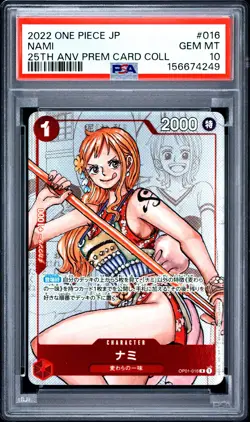 2022 ONE PIECE JAPANESE 25TH ANNIVERSARY PREMIUM CARD COLLECTION NAMI PSA 10 - Image 1