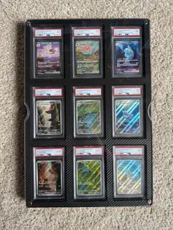 151 Pokemon Starter Pokemon (9 Total Cards) Varying PSA Grades w/ Display Case - Image 1