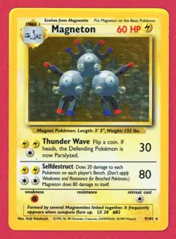Pokemon TCG Magneton Base Set Holo Rare Card 9/102 WOTC MP - Image 1