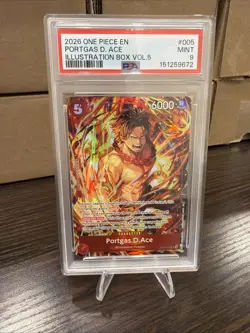 2026 ONE PIECE PROMOS ILLUSTRATION BOX VOL.5 #005 PORTGAS D. ACE PSA 9 - Image 1
