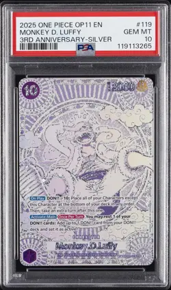 2025 ONE PIECE OP11-A FIST OF DIVINE SPEED #119 MONKEY D. LUFFY PSA 10 - Image 1
