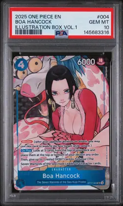2025 One Piece Promos BOA HANCOCK #004 GEM MT PSA 10 Illustration Box Vol.1 - Image 1