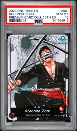 Roronoa Zoro PSA10 2023 One Piece Premium Card Collection 25th Edition #001 - Image 1