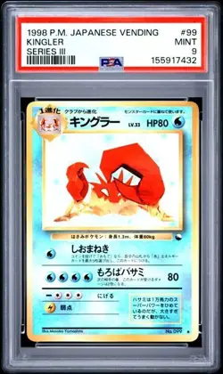 1998 Pokemon Japanese Vending Series III 3 #99 Kingler PSA 9 Graded card - Image 1