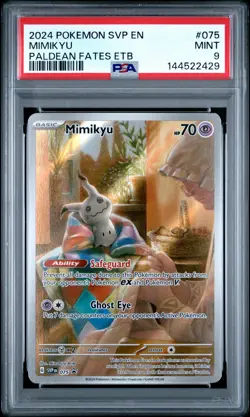 Mimikyu 075/091 Paldean Fates Elite Trainer Box Pokemon PSA 9 - Image 1