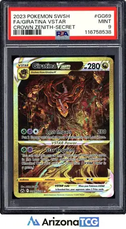Pokemon 2023 Giratina VSTAR GG69/GG70 Full Art Crown Zenith PSA 9 - Image 1