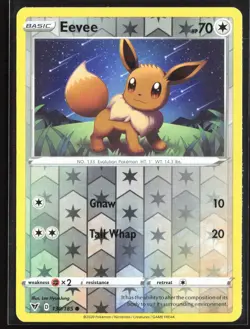 Pokemon TCG - Eevee Reverse Holo Common SWSH04: Vivid Voltage 130/185 NM - Image 1