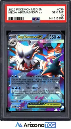 Pokemon 2025 Mega Abomasnow ex 036/132 Mega Evolution GEM MINT PSA 10 - Image 1