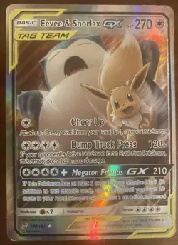 Eevee & Snorlax GX TAG TEAM GX Holo Ultra Rare 120/181 SM Team Up 2019 - Image 1