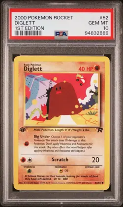 Diglett - 2000 Team Rocket #52 🔥 1st Edition PSA 10 🔥 GEM Vintage Pokemon - Image 2