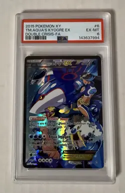 2015 Pokemon Team Aqua's Kyogre EX 6/34 Double Crisis Full Art Holo PSA 6 - Image 1