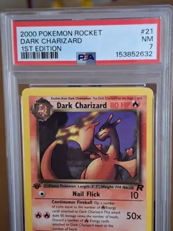 2000 Pokemon Team Rocket Dark Charizard 1st Ed. #21 - PSA 7 NEAR-MINT CLEAN! - Image 2