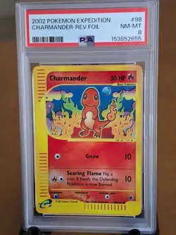 2002 Pokemon Expedition Charmander Rev. Foil #98 - PSA 8 NEAR-MINT to MINT! - Image 1