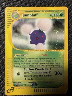 Pokemon Jumpluff Aquapolis H13/H32 Holo Swirl Yuka Morii 2002 E Reader HP Dmg - Image 1