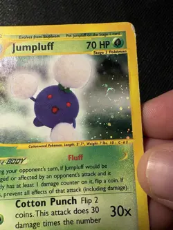 Pokemon Jumpluff Aquapolis H13/H32 Holo Swirl Yuka Morii 2002 E Reader HP Dmg - Image 2