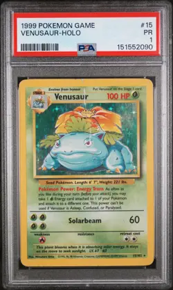 1999 POKEMON GAME UNLIMITED VENUSAUR-HOLO PSA 1 - Image 1