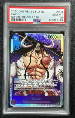 KAIDO PSA 10 2022 ONE PIECE ST03 EN #ST04-003 SUPER PRE-RELEASE 3179 - Image 1