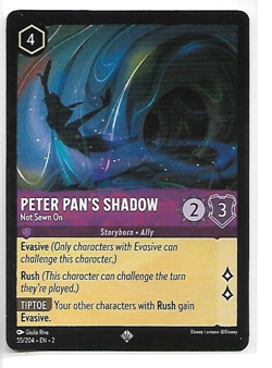 Peter Pan's Shadow Not Sewn On 55/204 EN2 Super Rare Disney Lorcana NM - Image 1