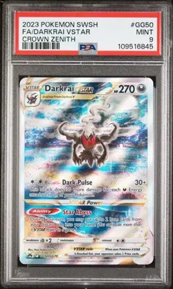 2023 POKEMON SWORD & SHIELD CROWN ZENITH #GG50 FULL ART/DARKRAI VSTAR PSA 9 - Image 1