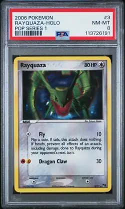 2006 Pokemon Pop Series 1 #3 Rayquaza Holo PSA 8 NM MINT - Image 1