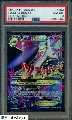 2015 Pokemon XY Roaring Skies #102 FA M Latios EX PSA 8 NM-MT - Image 1
